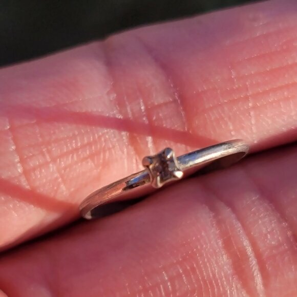 Dainty minimalist smoky topaz stamped STER silver ring - Picture 11 of 15